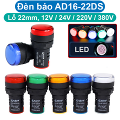 Đèn báo AD16-22DS lỗ khoét 22mm điện áp 12V, 24V, 220VAC, 380VAC