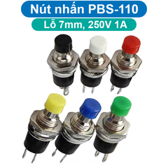 Nút nhấn nhả (reset) PBS-110 7mm 2 chân 250V 1A
