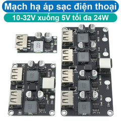 Mạch hạ áp 10-32V xuống 5V tối đa 24W chế sạc điện thoại, hỗ trợ sạc nhanh 1 - 4 cổng