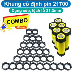 Khung cố định pin 21700 dạng xéo/ lệch lỗ 21.3mm