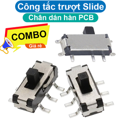 (2 cái) Công tắc trượt, công tắc slide chân dán SMD gạt đứng, gạt ngang