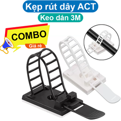 (10 cái) Kẹp rút giữ dây ACT trắng/đen có keo dán 3M 1600T
