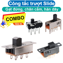 (2 cái) Công tắc trượt, công tắc gạt chân cắm đứng, hàn dây, hàn PCB