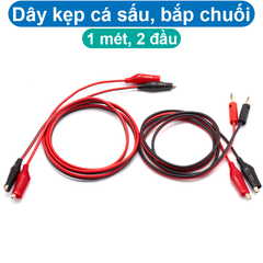 (1 cặp) Dây điện kẹp 2 đầu cá sấu, 1 đầu cá sấu 1 bắp chuối dài 1m