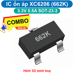 (5 con) IC ổn áp XC6206 (662K) 3.3V 0.5A SOT-23-3