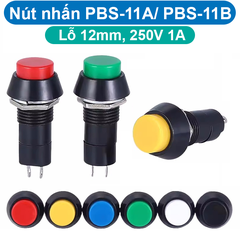 Nút nhấn giữ PBS-11A/ nhấn nhả PBS-11B 12mm 2 chân 250V 3A