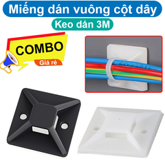 (10 cái) Miếng dán giữ dây, cố định dây hình vuông keo 3M