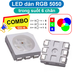(5 con) LED dán RGB 5050 trong suốt 6 chân