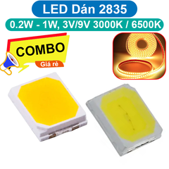 (5 con) LED Dán 2835 0.2W-1W, 3V/9V 6500K / 3000K