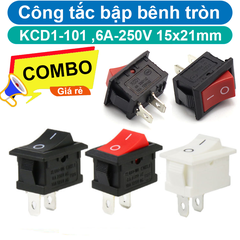 (2 cái) Công tắc bập bênh KCD1 - 101 6A - 250V 15x21mm