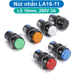 Nút nhấn nhả LA16-11 16mm 3 chân AC 250V 1A / DC 30V 0.5A
