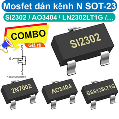 Mosfet dán kênh N SI2302, SI2306, LN2302LT1G, 2N7002, AO3400A,…chân dán SOT-23