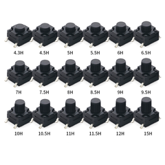 (10 cái) Nút nhấn 6x6mm chống thấm 4 chân dán SMD cao 4.3 - 15mm