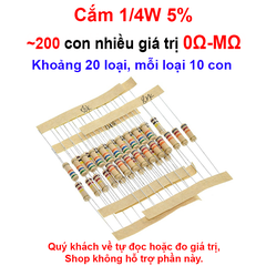 Gói nhiều loại điện trở cắm, điện trở dán cho anh em thợ cần đủ loại