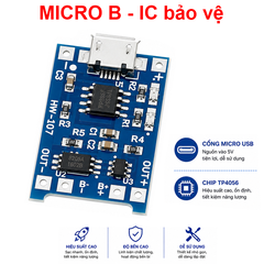 (Giá Sỉ) Mạch Sạc Pin TP4056 cổng USB micro B / Type C (Có / Không IC bảo Vệ )