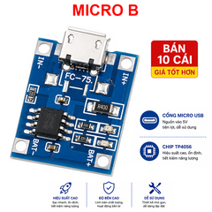 (Giá Sỉ) Mạch Sạc Pin TP4056 cổng USB micro B / Type C (Có / Không IC bảo Vệ )
