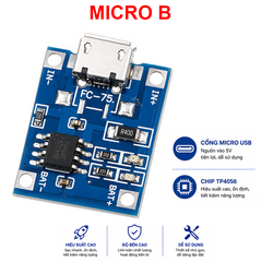(Giá Sỉ) Mạch Sạc Pin TP4056 cổng USB micro B / Type C (Có / Không IC bảo Vệ )