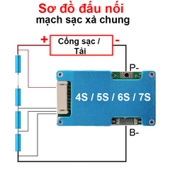 Mạch sạc bảo vệ pin lithium 4S/5S/6S/7S MA18 dòng xả 18A cổng ra dây có tản nhiệt