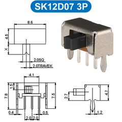 (10 Cái) Công tắc trượt, công tắc slide chân cắm chỉnh ngang hàn PCB