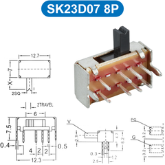(10 Cái) Công tắc trượt, công tắc slide chân cắm chỉnh ngang hàn PCB