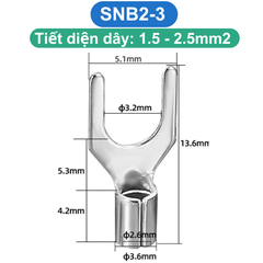 (50 Cái) Đầu Cos chữ Y trần SNB đồng si mạ chống oxi hoá