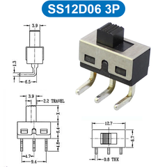 (10 Cái) Công tắc trượt, công tắc slide chân cắm chỉnh ngang hàn PCB