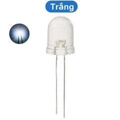 (5 Con) LED 10mm trong suốt (đỏ/trắng/vàng/xanh lá/xanh dương)