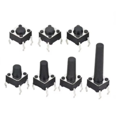 (5 cái) Nút nhấn 12x12mm 4 chân cắm đứng cao 4.3 - 20mm