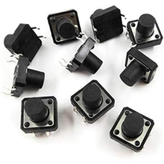 (5 cái) Nút nhấn 12x12mm 4 chân cắm đứng cao 4.3 - 20mm