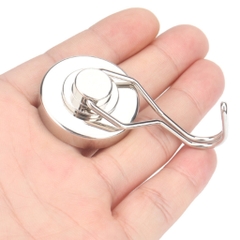 Nam châm đất hiếm móc treo quay 360 độ, lực từ siêu mạnh, mạ niken màu bạc sáng không gỉ