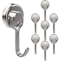 Nam châm đất hiếm móc treo quay 360 độ, lực từ siêu mạnh, mạ niken màu bạc sáng không gỉ