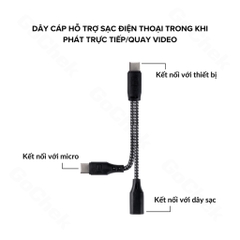 Cáp chuyển đổi hỗ trợ sạc và kết nối mic thu âm không dây với điện thoại OTG