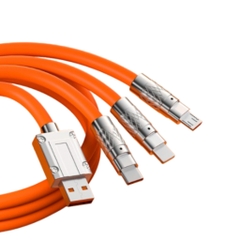 Cáp sạc 3 đầu sắt IP, Type C, Micro B 120W 1.2 mét nhiều màu có túi