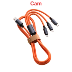 Cáp sạc 3 đầu IP, Type C, Micro B 120W 1.2 mét dây silicon