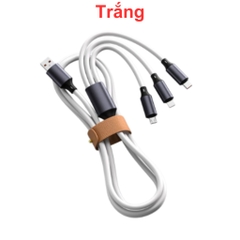 Cáp sạc 3 đầu IP, Type C, Micro B 120W 1.2 mét dây silicon
