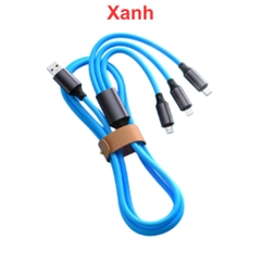 Cáp sạc 3 đầu IP, Type C, Micro B 120W 1.2 mét dây silicon