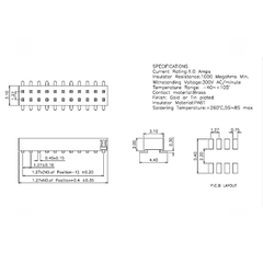 Hàng rào cái đôi 1.27mm chân dán cao 4.3mm