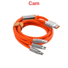 Cáp sạc 3 đầu sắt IP, Type C, Micro B 120W 1.2 mét nhiều màu có túi