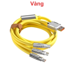 Cáp sạc 3 đầu sắt IP, Type C, Micro B 120W 1.2 mét nhiều màu có túi