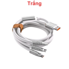 Cáp sạc 3 đầu sắt IP, Type C, Micro B 120W 1.2 mét nhiều màu có túi