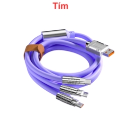 Cáp sạc 3 đầu sắt IP, Type C, Micro B 120W 1.2 mét nhiều màu có túi