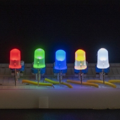 (20 Con) LED 5mm đục (đỏ/trắng/vàng/xanh lá/xanh dương)