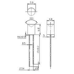 (10 Con) LED 5mm trong suốt đầu lõm (trắng/xanh lá/xanh dương)
