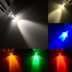 (5 Con) LED 10mm trong suốt (đỏ/trắng/vàng/xanh lá/xanh dương)