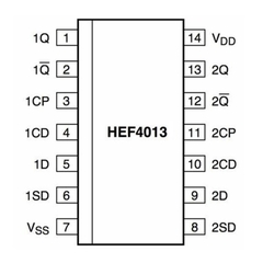 IC Flip Flop D CD4013, HBF4013, 74HC175 cạnh dương 24MHz/40MHz/63MHz chân cắm / chân dán