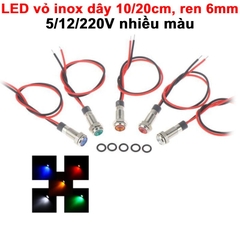 LED vỏ inox nối có chống nước,dây dài 120cm,đường kính ren 6mm