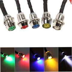 LED vỏ inox nối có chống nước,dây dài 20cm,đường kính ren 8mm