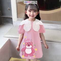 Váy Bé Gái Kiểu Dáng Cổ BÂU REN T76 - Likekids