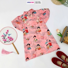 Váy bé gái kiểu dáng SƯỜN XÁM TAY LOE MH23D3