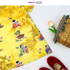 Váy bé gái kiểu dáng SƯỜN XÁM TAY LOE MH23D3